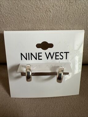NWT Nine West Shiny Silver Mini Hoop Earrings for Pierced Ears